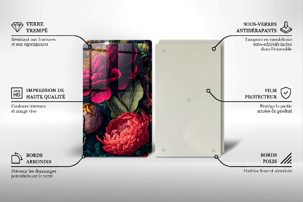 Főzőlap védő üveglap Gyönyörű virágok