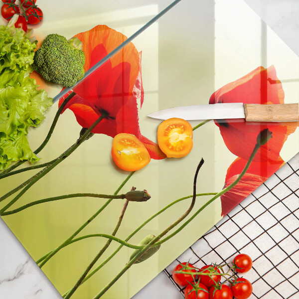 Főzőlap védő üveglap Piros pipacs virágok