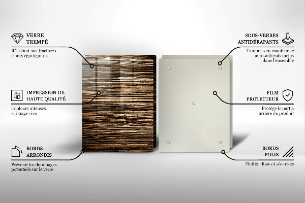 Főzőlap védő üveglap Fa textúra