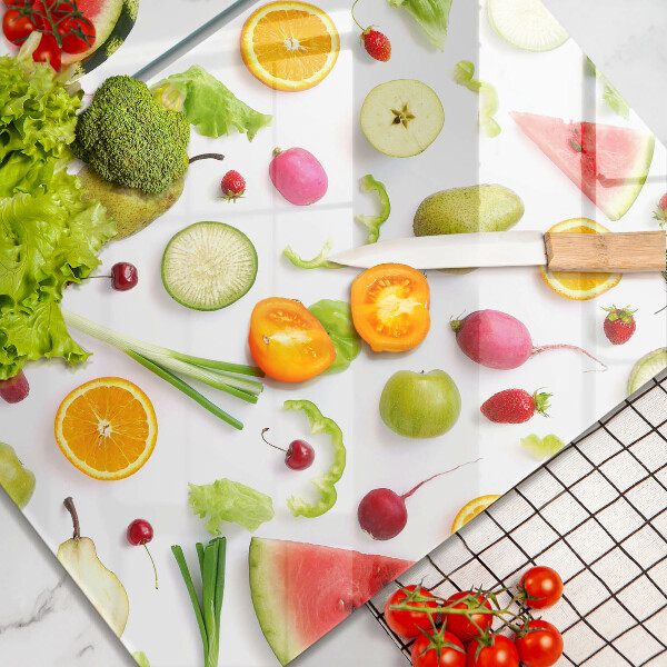 Főzőlap védő üveglap Gyümölcsök és zöldségek minta