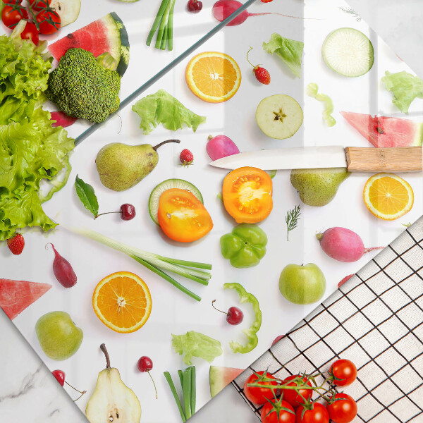 Főzőlap védő üveglap Gyümölcsök és zöldségek minta