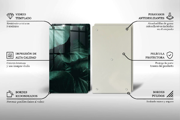 Főzőlap védő üveglap Vad sötét levelek