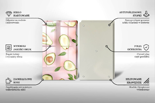 Főzőlap védő üveglap Avokádó minta