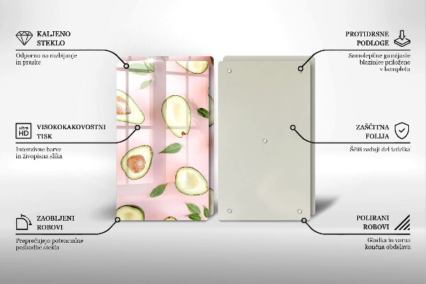 Főzőlap védő üveglap Avokádó minta