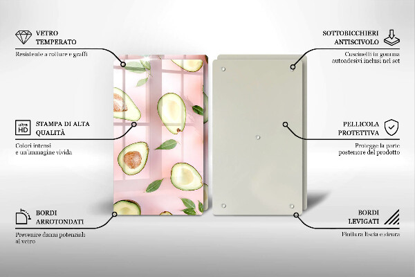 Főzőlap védő üveglap Avokádó minta