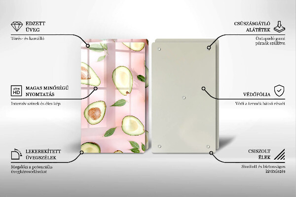 Főzőlap védő üveglap Avokádó minta