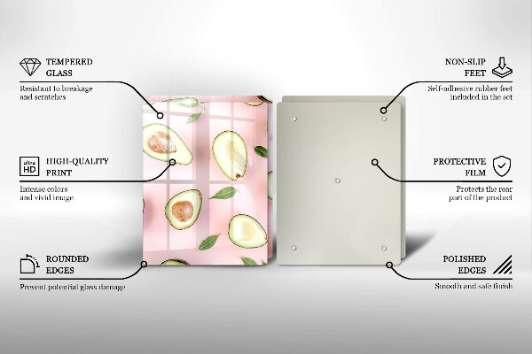 Főzőlap védő üveglap Avokádó minta