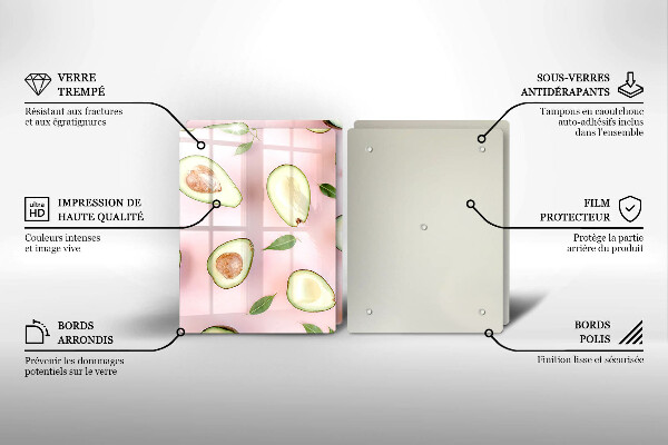 Főzőlap védő üveglap Avokádó minta