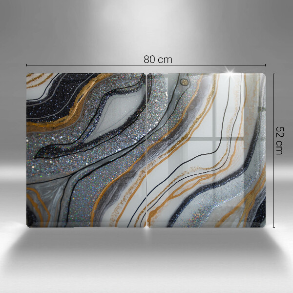 Főzőlap védő üveglap szikla arannyal