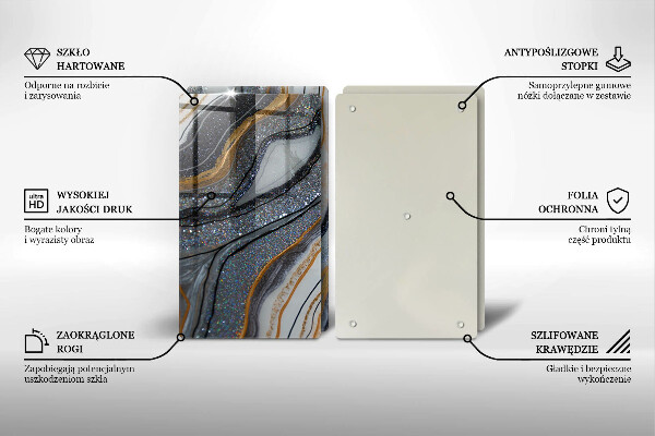 Főzőlap védő üveglap szikla arannyal