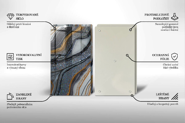 Főzőlap védő üveglap szikla arannyal