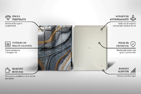 Főzőlap védő üveglap szikla arannyal