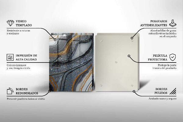 Főzőlap védő üveglap szikla arannyal