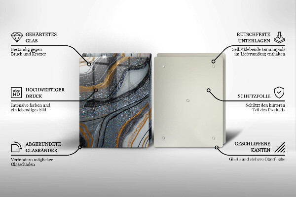 Főzőlap védő üveglap szikla arannyal