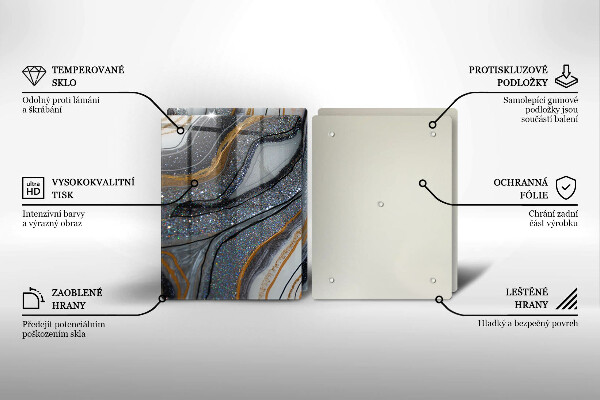 Főzőlap védő üveglap szikla arannyal