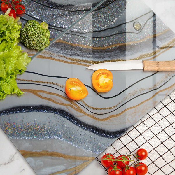 Főzőlap védő üveglap szikla arannyal