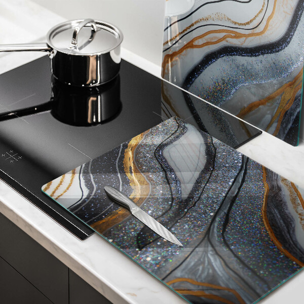 Főzőlap védő üveglap szikla arannyal