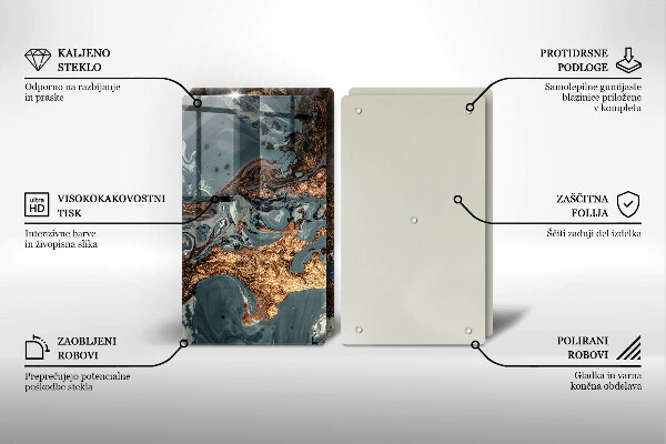 Főzőlap védő üveglap Arany sziklaszerkezet