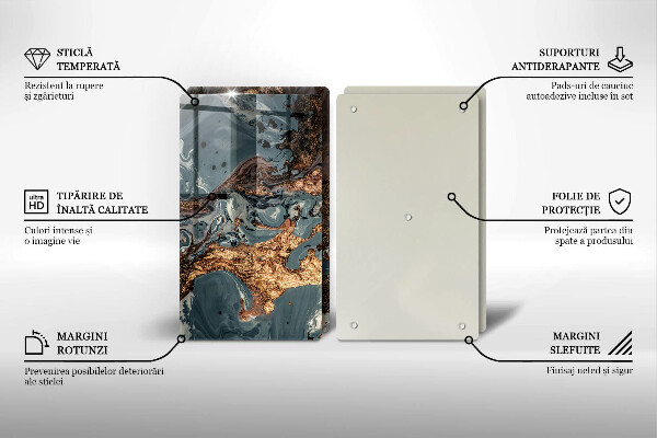 Főzőlap védő üveglap Arany sziklaszerkezet