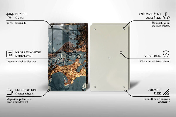 Főzőlap védő üveglap Arany sziklaszerkezet