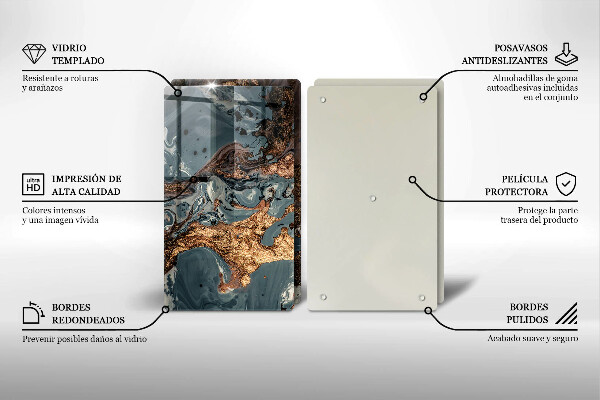 Főzőlap védő üveglap Arany sziklaszerkezet