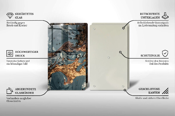 Főzőlap védő üveglap Arany sziklaszerkezet