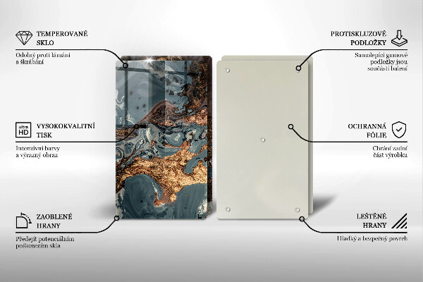 Főzőlap védő üveglap Arany sziklaszerkezet