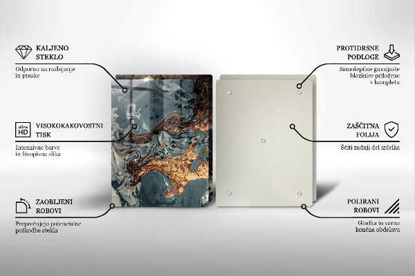 Főzőlap védő üveglap Arany sziklaszerkezet