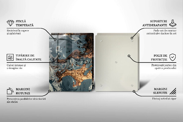 Főzőlap védő üveglap Arany sziklaszerkezet