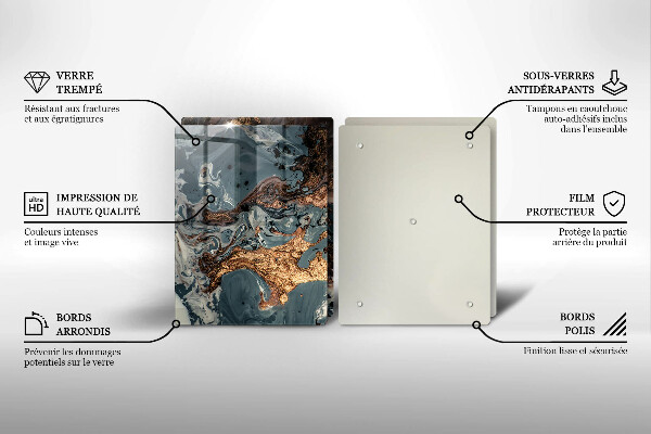 Főzőlap védő üveglap Arany sziklaszerkezet