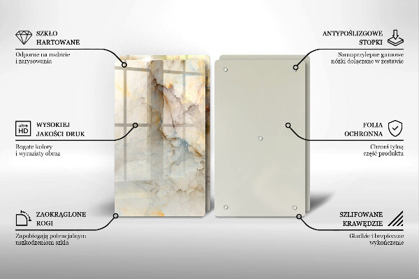 Főzőlap védő üveglap Márvány textúra arannyal