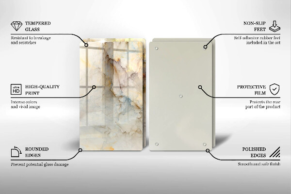 Főzőlap védő üveglap Márvány textúra arannyal