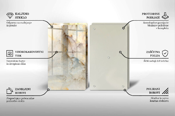 Főzőlap védő üveglap Márvány textúra arannyal