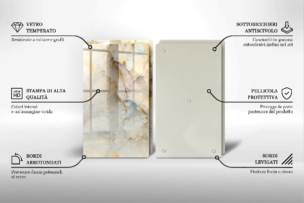 Főzőlap védő üveglap Márvány textúra arannyal