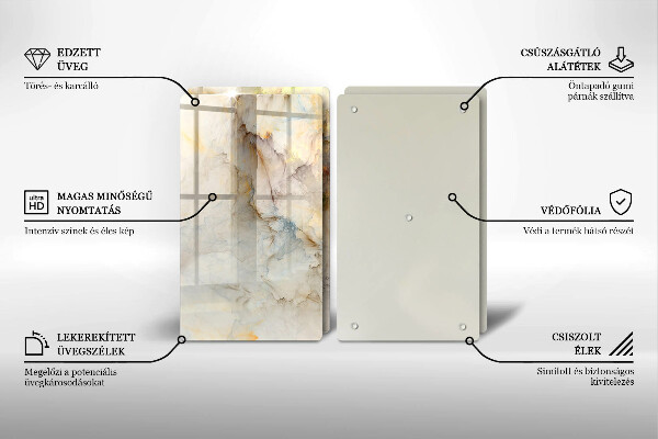 Főzőlap védő üveglap Márvány textúra arannyal