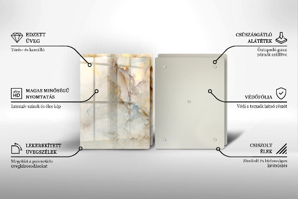 Főzőlap védő üveglap Márvány textúra arannyal