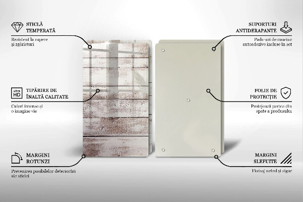 Főzőlap védő üveglap Régi fa táblák