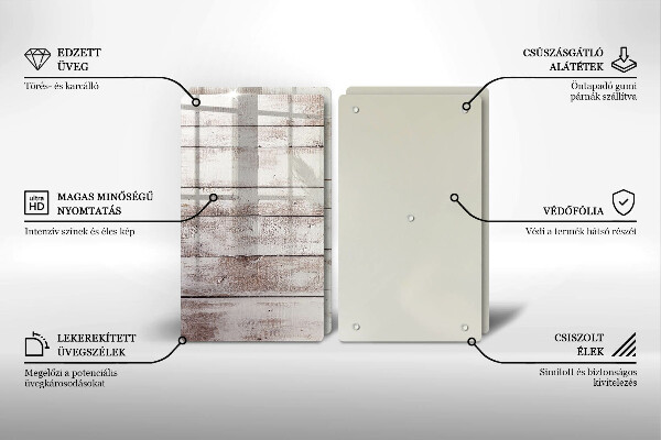 Főzőlap védő üveglap Régi fa táblák