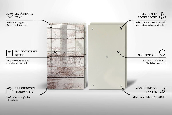 Főzőlap védő üveglap Régi fa táblák