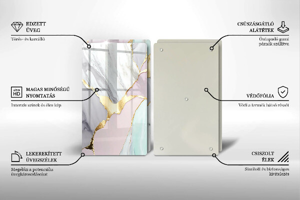 Főzőlap védő üveglap Pasztell márvány