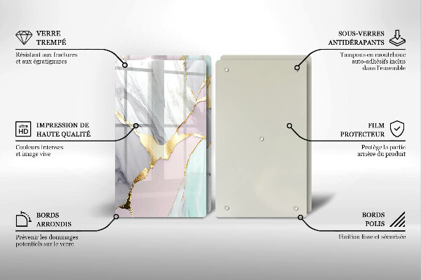 Főzőlap védő üveglap Pasztell márvány