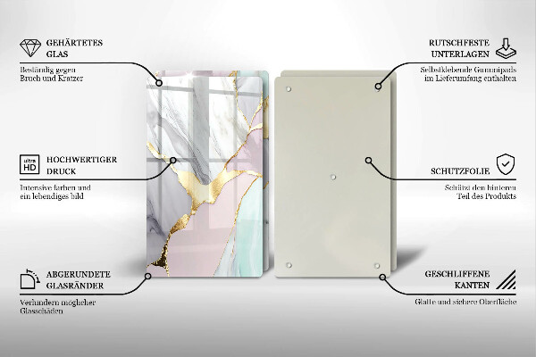 Főzőlap védő üveglap Pasztell márvány