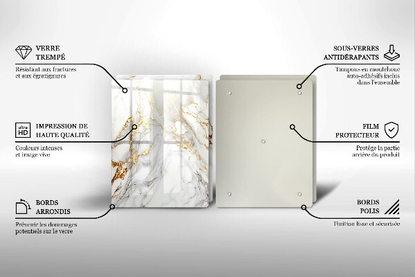 Főzőlap védő üveglap Világos márvány arannyal