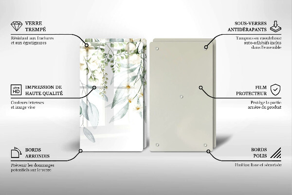 Főzőlap védő üveglap Akvarell növények