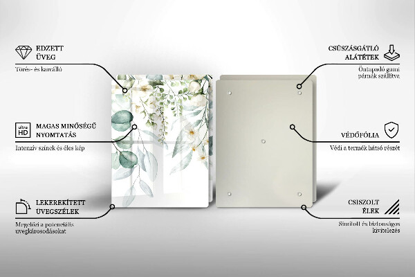 Főzőlap védő üveglap Akvarell növények