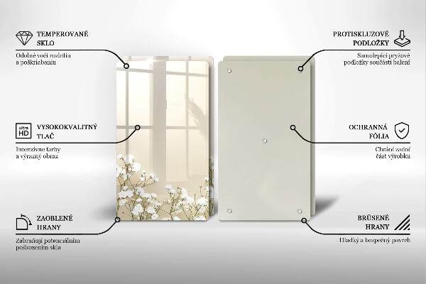 Főzőlap védő üveglap Gipsz boho virágok