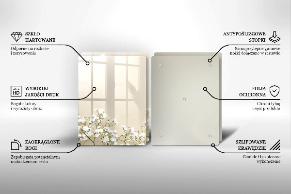 Főzőlap védő üveglap Gipsz boho virágok