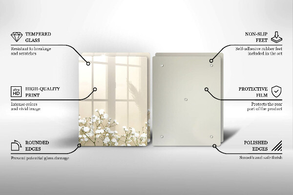 Főzőlap védő üveglap Gipsz boho virágok