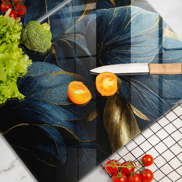 Főzőlap védő üveglap Dekoratív levelek arannyal