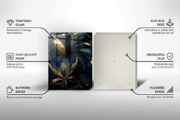 Főzőlap védő üveglap Dekoratív levelek arannyal